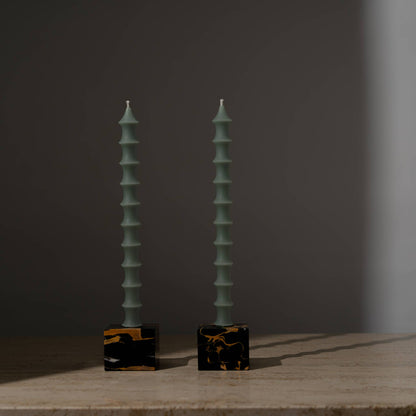 Bamboo Taper Beeswax Candles - A Pair: Alabaster White